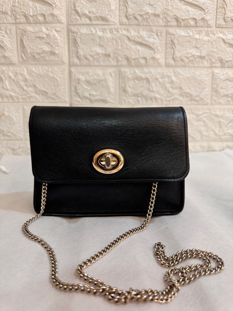 Coach Bowery Black Leather Crossbody Chain Strap Luxury Bags Wallets on Carousell