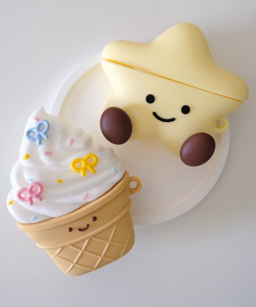 Jellycat Inspired Cute Ice Cream with Ribbons/Star AirPods Case
