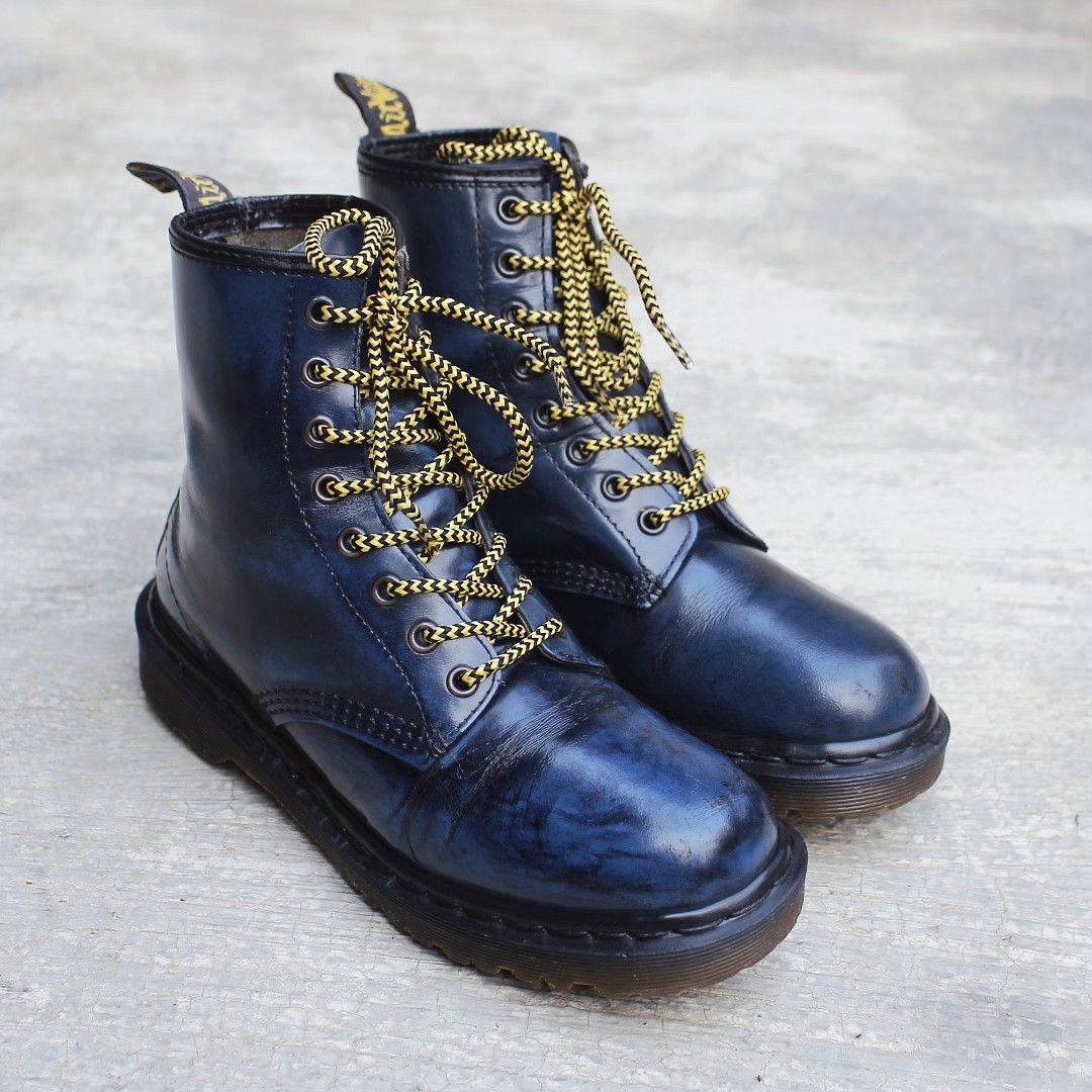 DR MARTENS 1460 BLUE RUB OFF 38 39 DOCMART HIGH BOOTS MIE VINTAGE