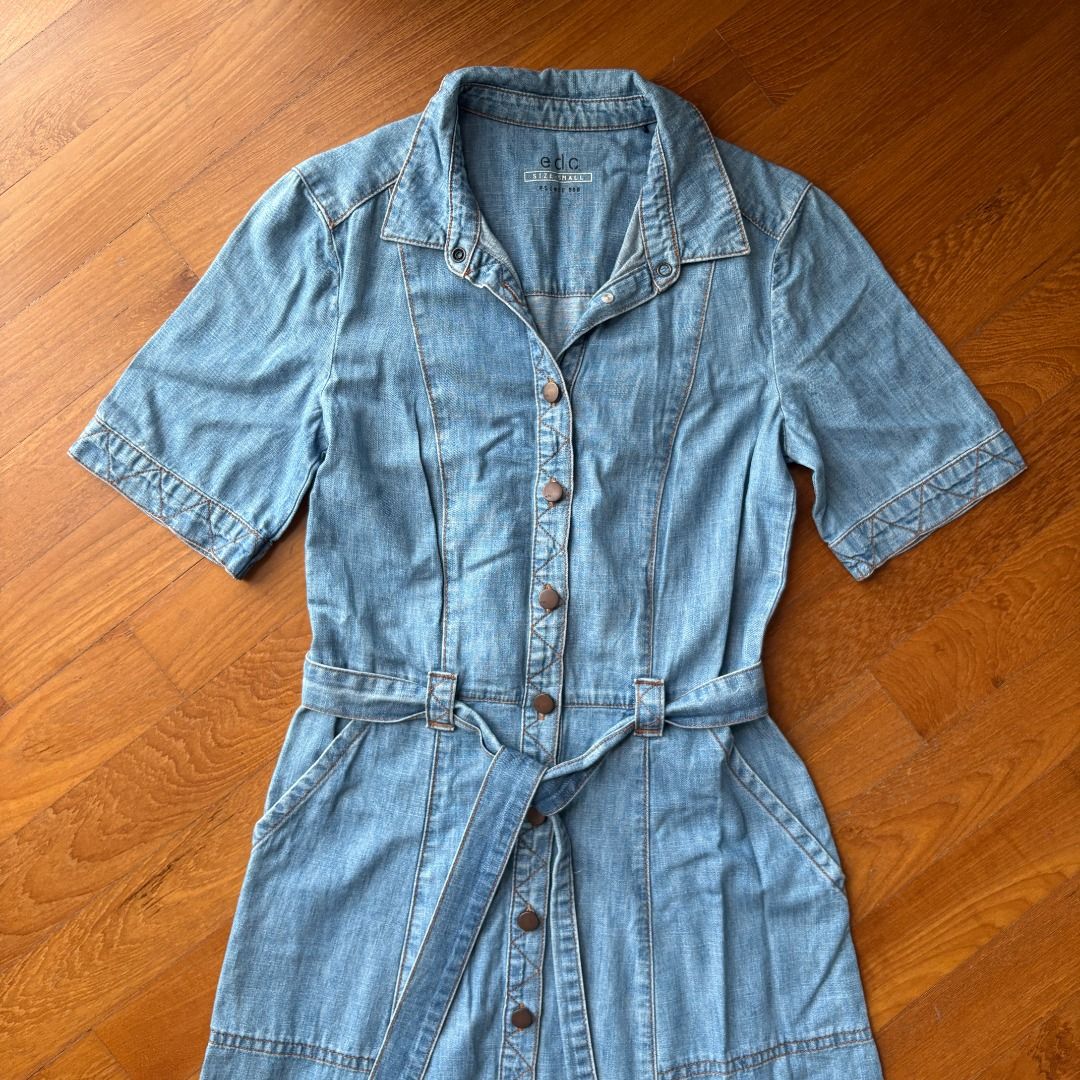 Esprit Denim Midi Button Down Denim Dress, Women's Fashion