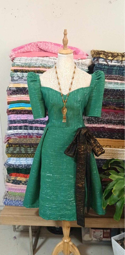 Filipiniana - Emerald Green Inabel, Women's Fashion, Dresses & Sets ...