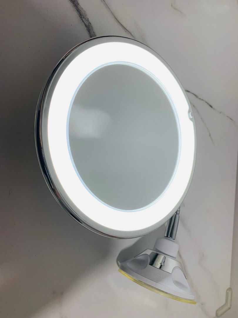 Flexible Gooseneck 6.8" 10x Magnifying LED Lighted Makeup Mirror (360