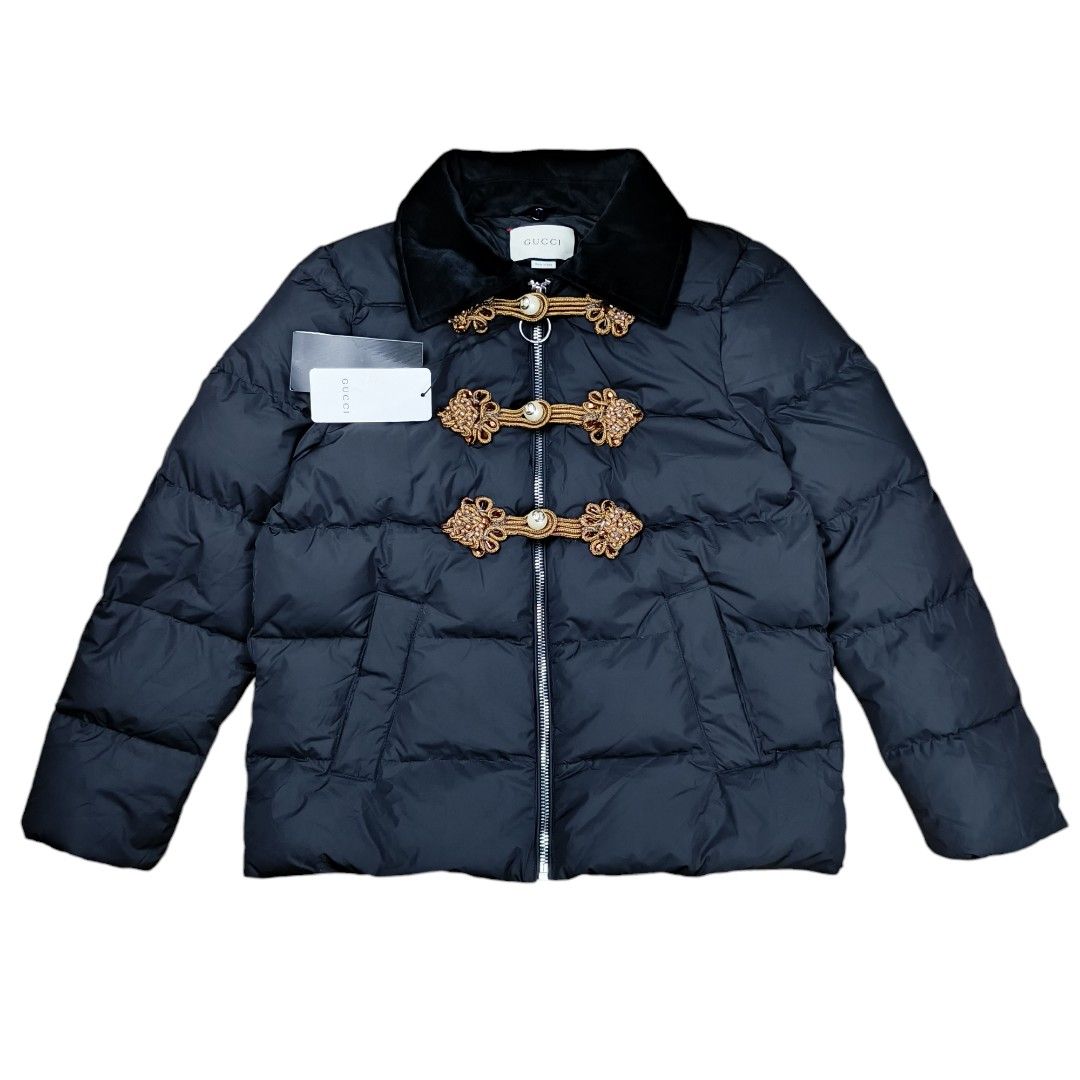 Gucci Embellished Knot Hooded Down Jacket