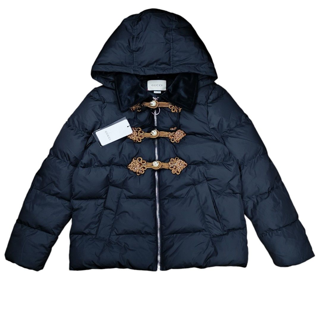 Gucci Embellished Knot Hooded Down Jacket