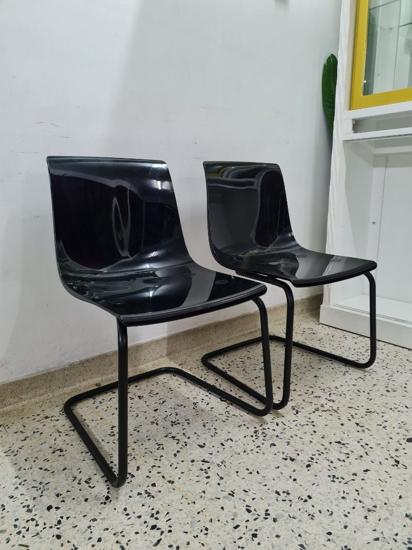 IKEA TOBIAS transparent CHAIR BLACK TRANSPARENR price for 2UNIT Furniture Home Living Furniture Chairs on Carousell