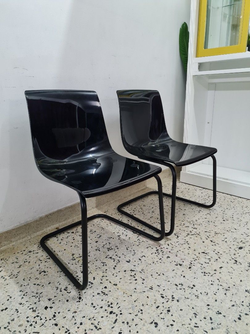 IKEA TOBIAS transparent CHAIR BLACK TRANSPARENR price for 2UNIT