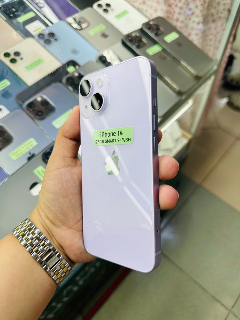 Iphone 14 128gb 94% batt Smartlocked NTC (Category: iPhone 14 Series) located in San Juan City. Submitted by javedsgadgetshop (Listing ID 1330486816, Image 2). Description: OPEN FOR INSTALLMENT VIA CREDIT CARD/GGIVES/SPAY/BILLEASE & SWAP/TRADE-IN! BUY AND SELL! Quick Specs : Iphone 14 •128gb •NTC Variant •94% batt health •Smartlocked •95% Smoothness •No hidden issue | No Repaired •100% Authentic | Not Refurbished •w/ OEM Charger & store warranty 