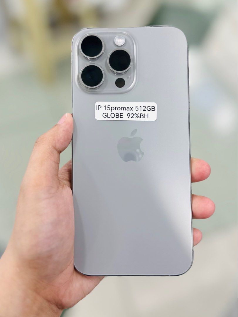 Iphone 15 Promax 512GB 92BH NO ISSUES GLOBELOCKED (Category: iPhone 15 Series) located in San Juan City. Submitted by saabangadgetshop (Listing ID 1330478776, Image 1). Description: Onhand | Pre-owned iPhone 15 Promax 512GB 92% Battery Health NTC APPROVED GLOBELOCKED NO HIDDEN ISSUES NO HISTORY OF REPAIR 99%Smooth TEST TO SAWA RESET ALL YOU WANT NOT REFURBISHED AUTHENTIC PHONE ALL WORKING Mode of Payment : ⬇️ ▪️Cash ▪️Bank Transfer ▪️Gcash 📍Inst