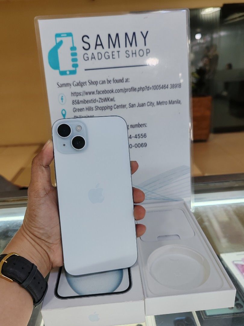 Iphone 15us 128 dual aim preloved (Category: iPhone 15 Series) located in Quezon City. Submitted by ronalynac40976 (Listing ID 1330418715, Image 1). Description: Iphone 15plus dual sim 93% batteri health good condtion With box, same serial Pick up store in greenhills shopping center We ship nationwide via lbc We accept swap/trade in We accept creditcard by installment+% We accept ggives & spaylater+% Do or call for fast transaction 09279500069/09