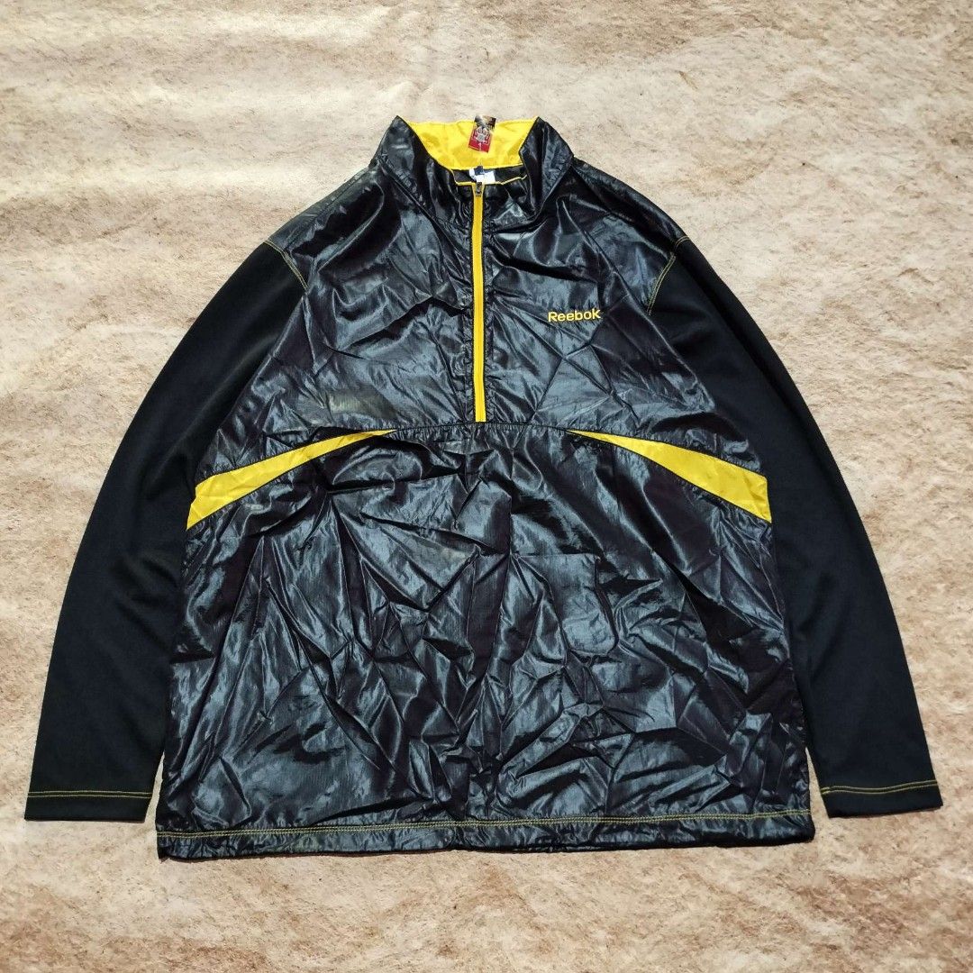 jaket parasut tipis REEBOK jaket running halfzip tracktop olah raga size L