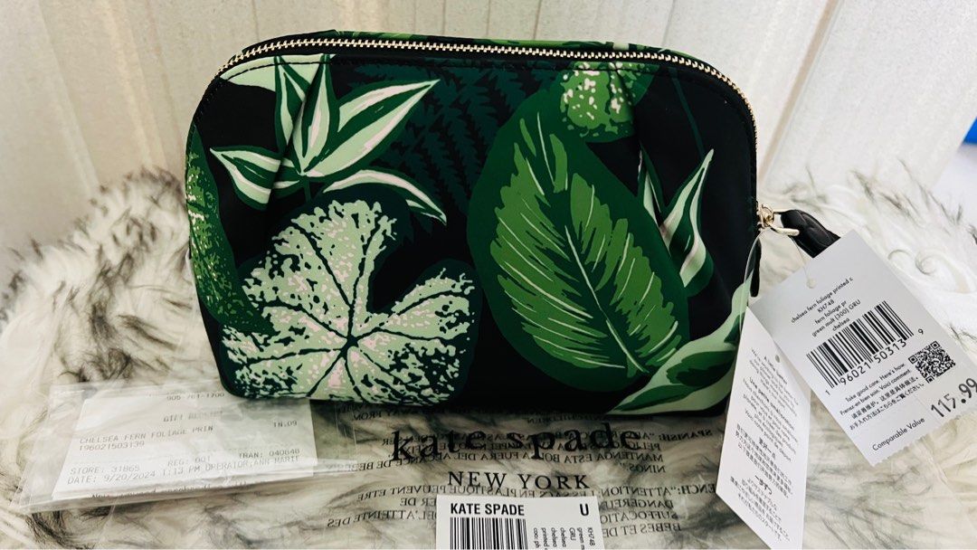 Kate Spade Chelsea pouch (Category: Purses & Pouches) located in Cavite. Submitted by everythingnicehere (Listing ID 1330378749, Image 2). Description: ✅ 💯Genuine original imported from Canada 🇨🇦 ✅ On hand 🇵🇭; ready to ship ✅ with tag intact, in original packaging Measurements: 3.2" x 5.0" x 8.0" Materials: 100% Recycled Polyester Smooth PVC trim Two way script logo lining Features: Zip closure Metal pinmount with spade logo NOTE: Payment fi
