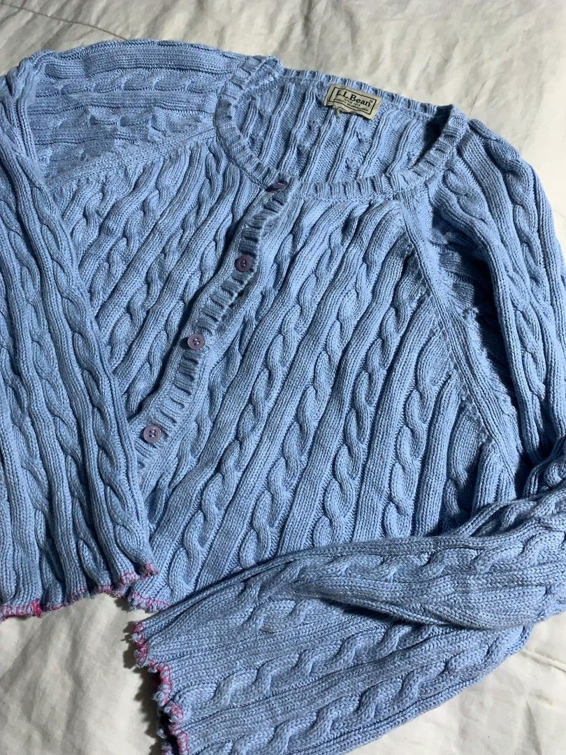 Ll bean cable knit cardigan sales