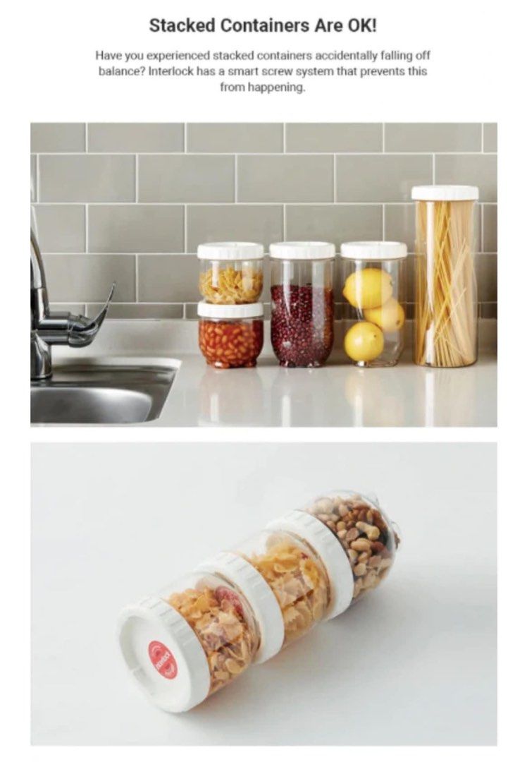 Locknlock Interlock Containers 1L, Furniture & Home Living, Kitchenware ...