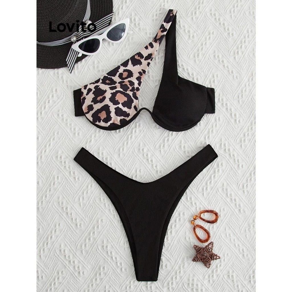 Half leopard half white swimsuit shop