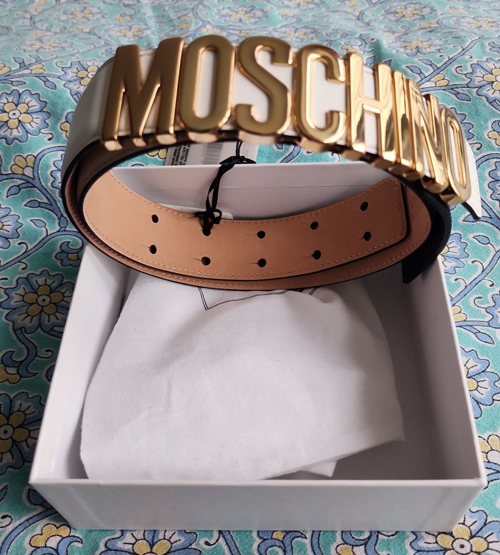 White moschino belt best sale