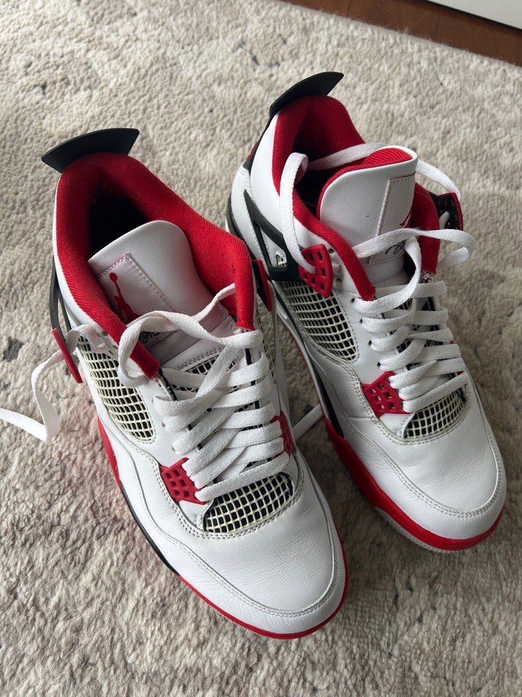 Nike Air Jordan 4s Red and White Authentic