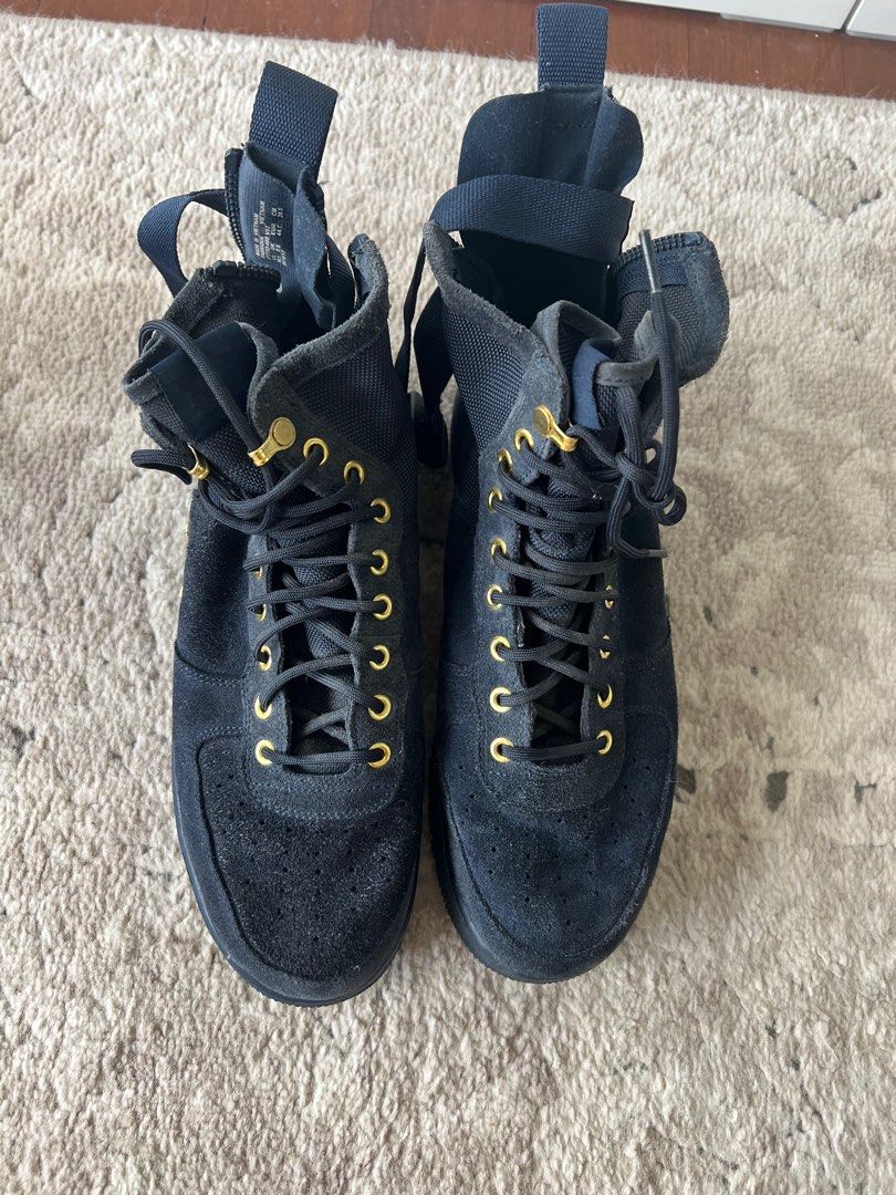 Nike SF AF1 Mid Blue Suede and Gold details