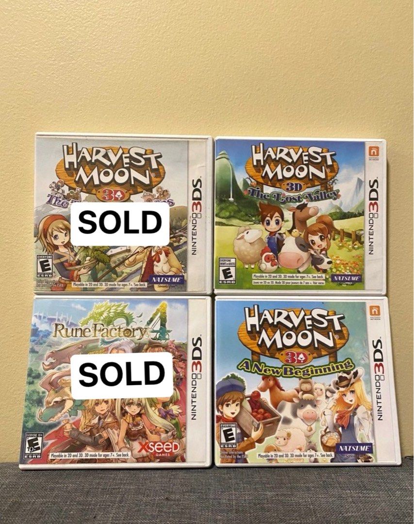 Nitendo 3DS Games USA Version (Category: Nintendo) located in Quezon City. Submitted by retroatticshop (Listing ID 1326115874, Image 1). Description: - Tested and in good working condition - Authentic - USA Version Prices: - Rune Factory 4 - ₱1000 [SOLD] - Harvest Moon Tale of Two Towns [SOLD] - All Harvest Moon Games - ₱800 each SF is shouldered by the buyer MOP: Gcash MOD: Lalamove / Gogo Express.