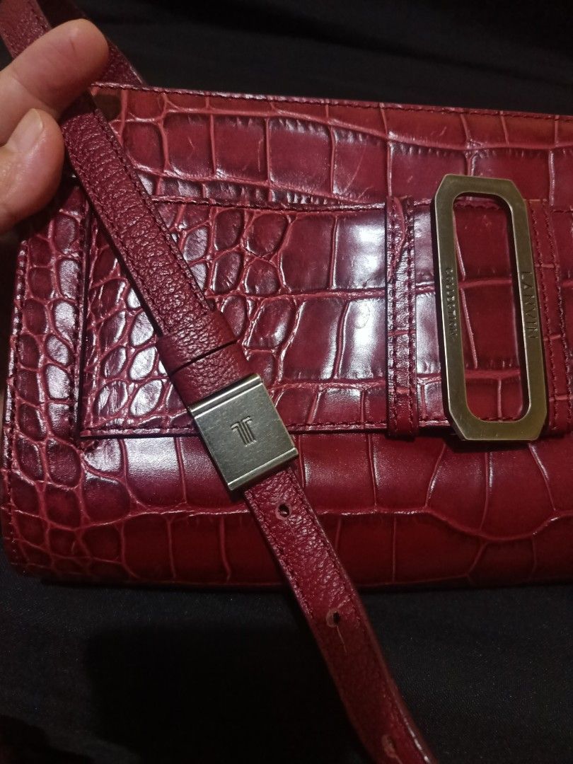 Original Crocs Lanvin wallet Sling Bag Preloved (Category: Luxury Bags & Wallets) located in Manila. Submitted by rrgdr (Listing ID 1330447330, Image 2). Description: Authentic crocs leather Lanvin Bag. Pre-loved but well loved, very nice , with very minimal signs of use. No tarnish on hardware with logo and name engraved , a gun metal hardware. Seller's choice..