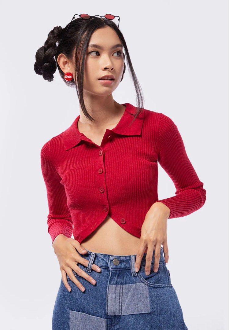 Colorbox Knit Cardigan Top Jual COLORBOX Tied Front Popcorn