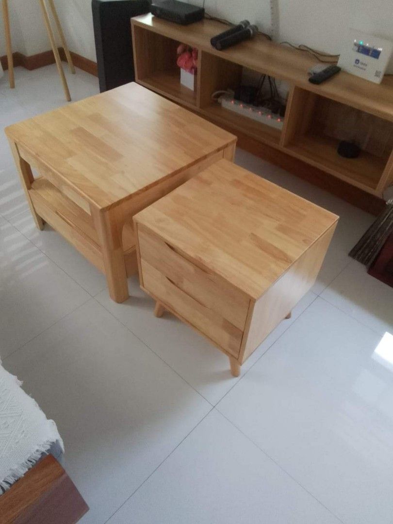 Solid wood bed side table with drawers (Category: Tables & Sets) located in Quezon City. Submitted by furniturefinds888 (Listing ID 1330339175, Image 2). Description: available onhand.
