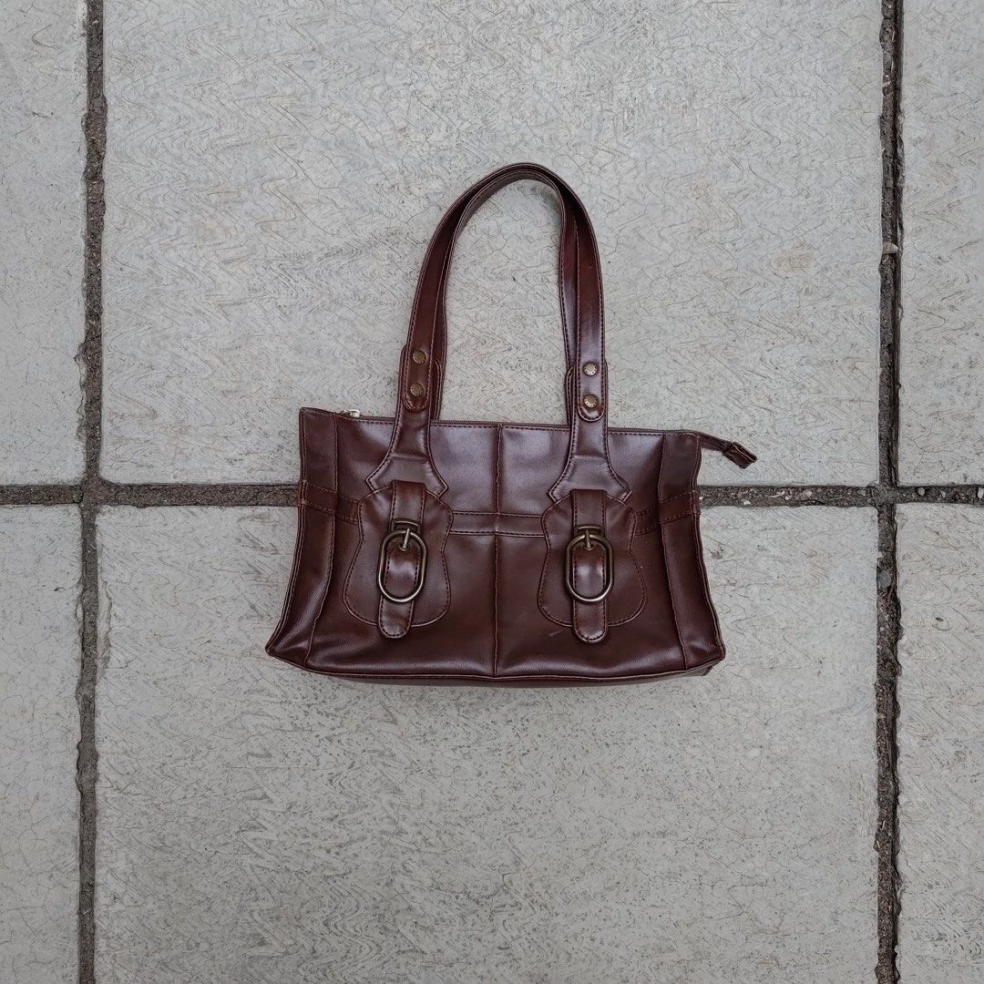 SOPHIE MARTIN LEATHER TOTE BAG BROWN, Fesyen Wanita, Tas Dompet