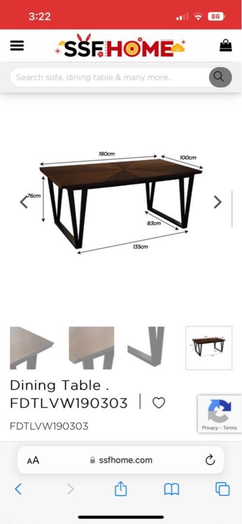 SSF Dining table with 5 chairs, Furniture & Home Living, Furniture