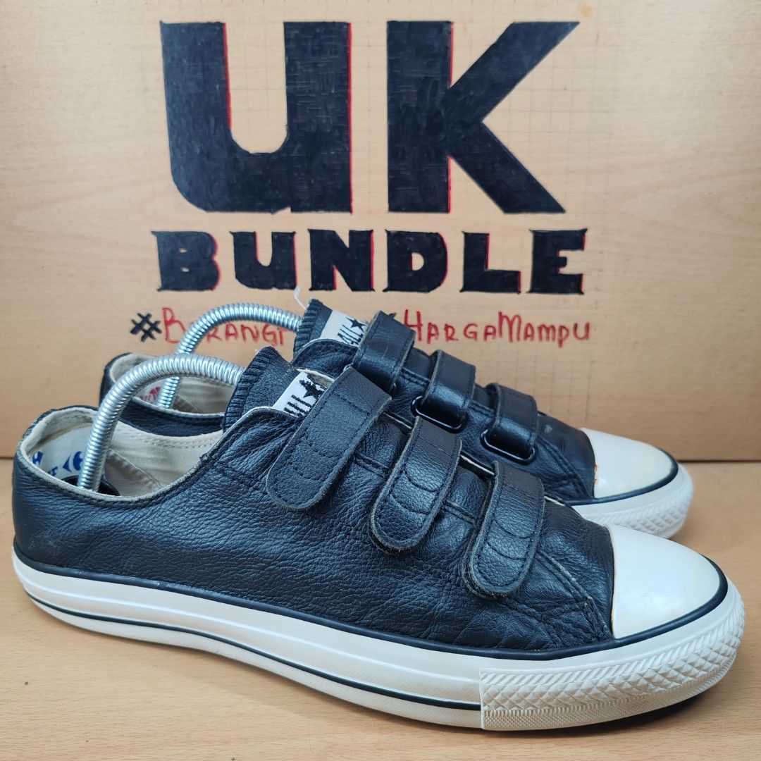 Leather converse velcro straps top