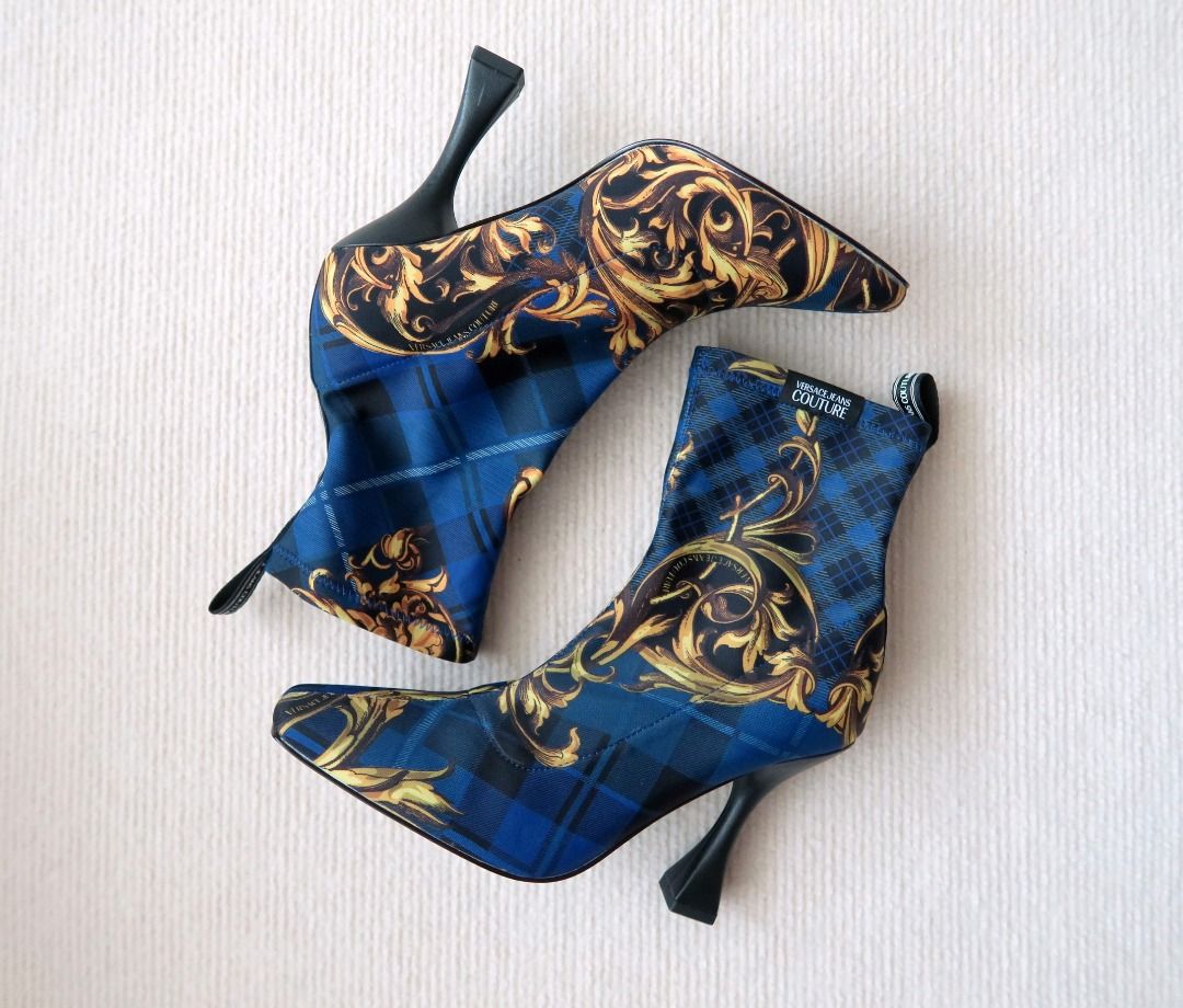 Versace Jeans Couture Iconic Baroque Ankle Sock Boots