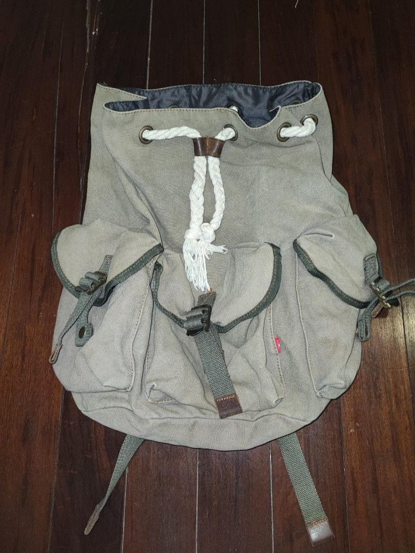 Vintage canvas snap button closure school backpack Augur Strauss Co Men s Fashion Bags Backpacks on Carousell
