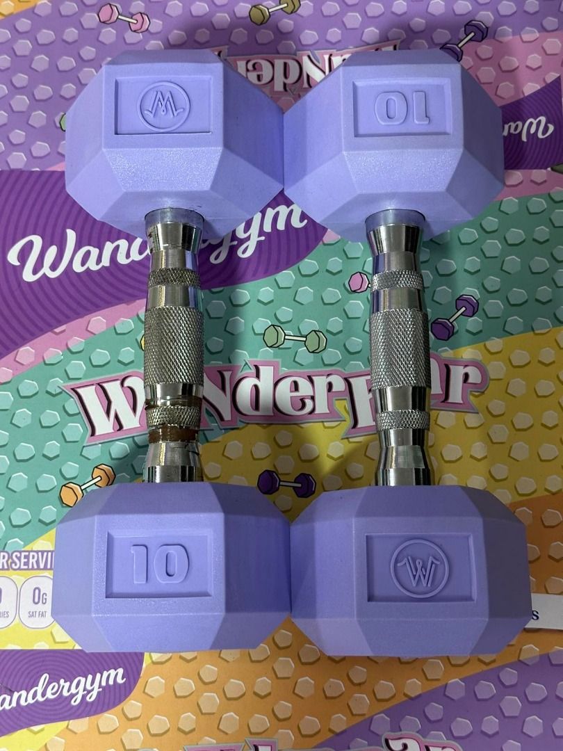 Wandergym 10Lbs Wanderbar Hex Dumbbells (Product Pull out)#5 (Category: Weights & Dumbbells) located in Paranaque City. Submitted by accwander16596 (Listing ID 1330447630, Image 1). Description: Peeling handle (left dumbbell) Slightly discolored rubber (right dumbbell) We don’t want to put perfectly usable dumbbells to waste. These dumbbells are perfectly imperfect– they have a little bit of extra character ( just like a birthmark) which makes th