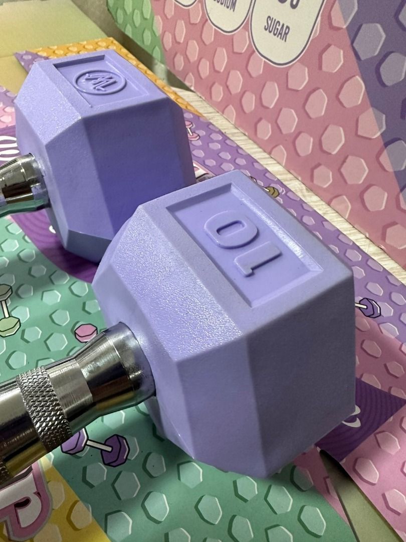 Wandergym 10Lbs Wanderbar Hex Dumbbells (Product Pull out)#5 (Category: Weights & Dumbbells) located in Paranaque City. Submitted by accwander16596 (Listing ID 1330447630, Image 2). Description: Peeling handle (left dumbbell) Slightly discolored rubber (right dumbbell) We don’t want to put perfectly usable dumbbells to waste. These dumbbells are perfectly imperfect– they have a little bit of extra character ( just like a birthmark) which makes th