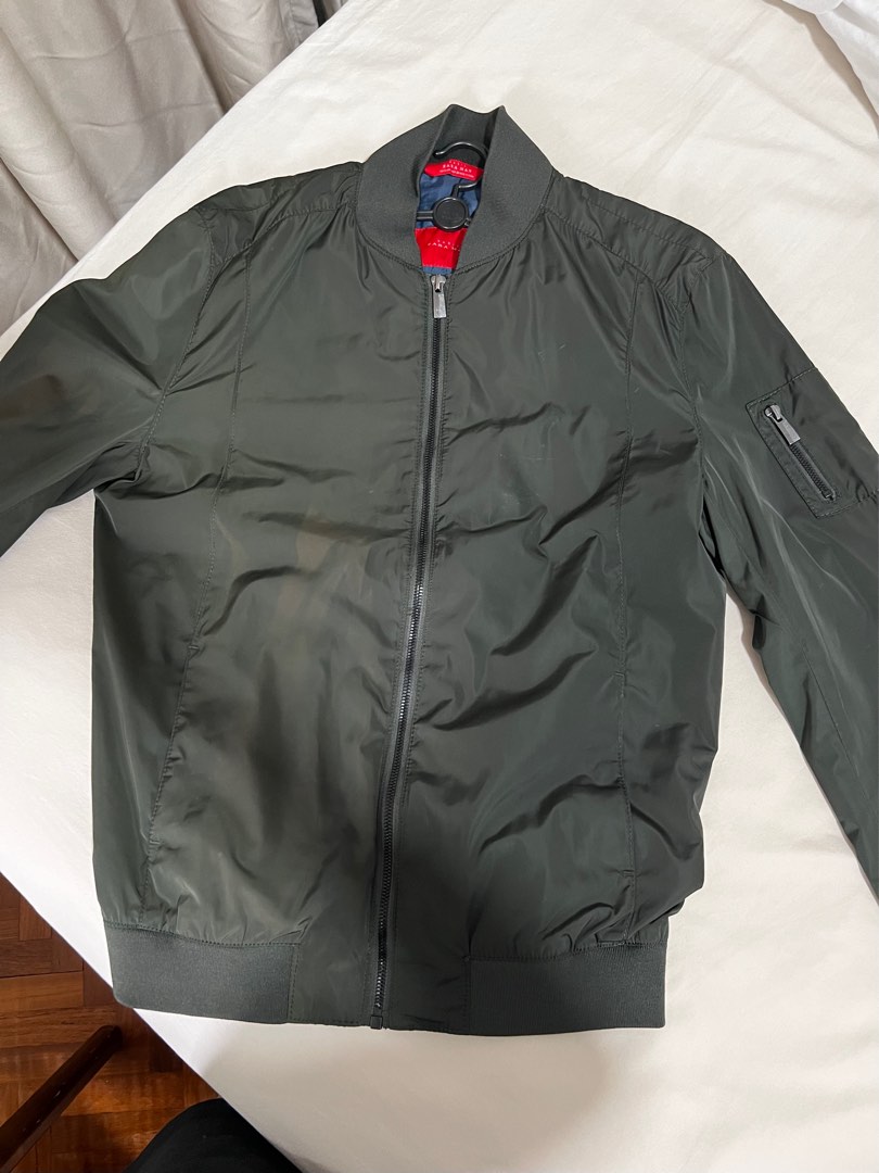 Olive green bomber jacket zara clearance