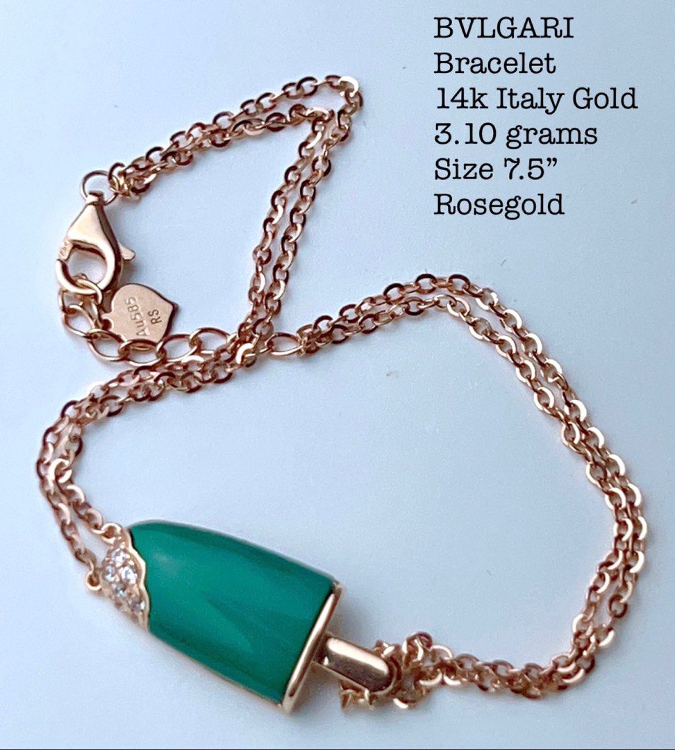 14K ITALY GOLD BVLGARI ICE CREAM BRACELET rosegold green Women s Fashion Jewelry Organizers Bracelets on Carousell