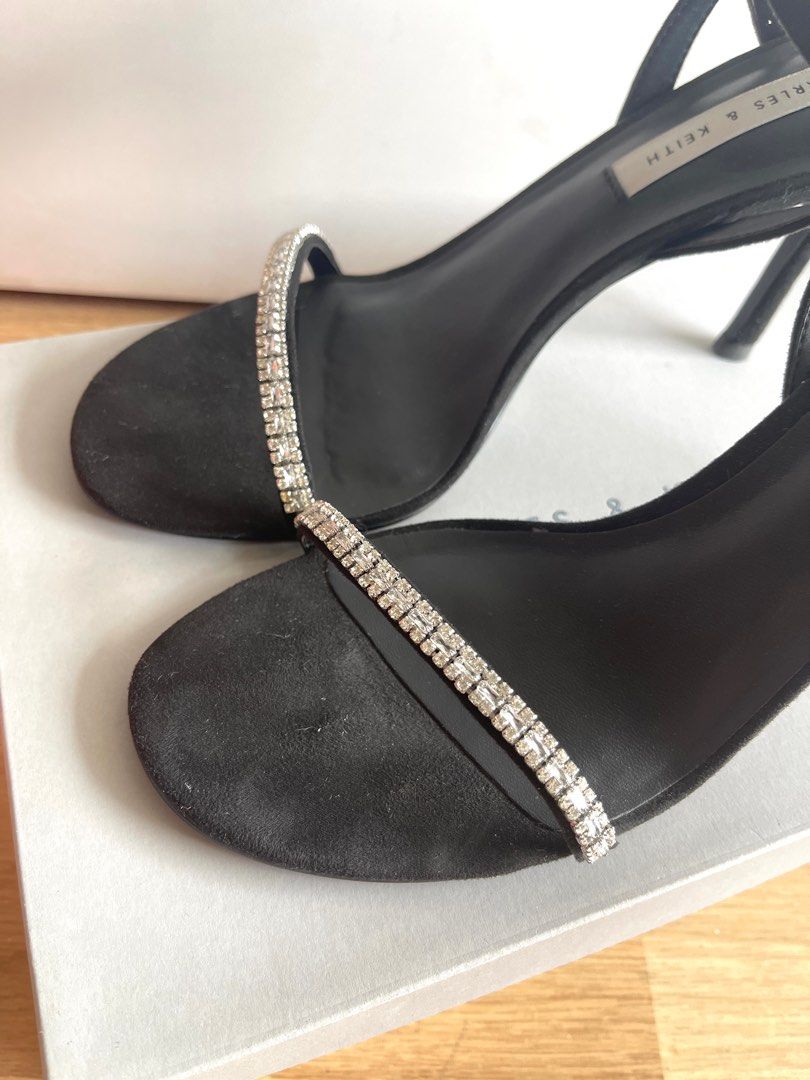 AMBROSIA TEXTURED GEM-EMBELLISHED ANKLE-STRAP HEELS SHOES