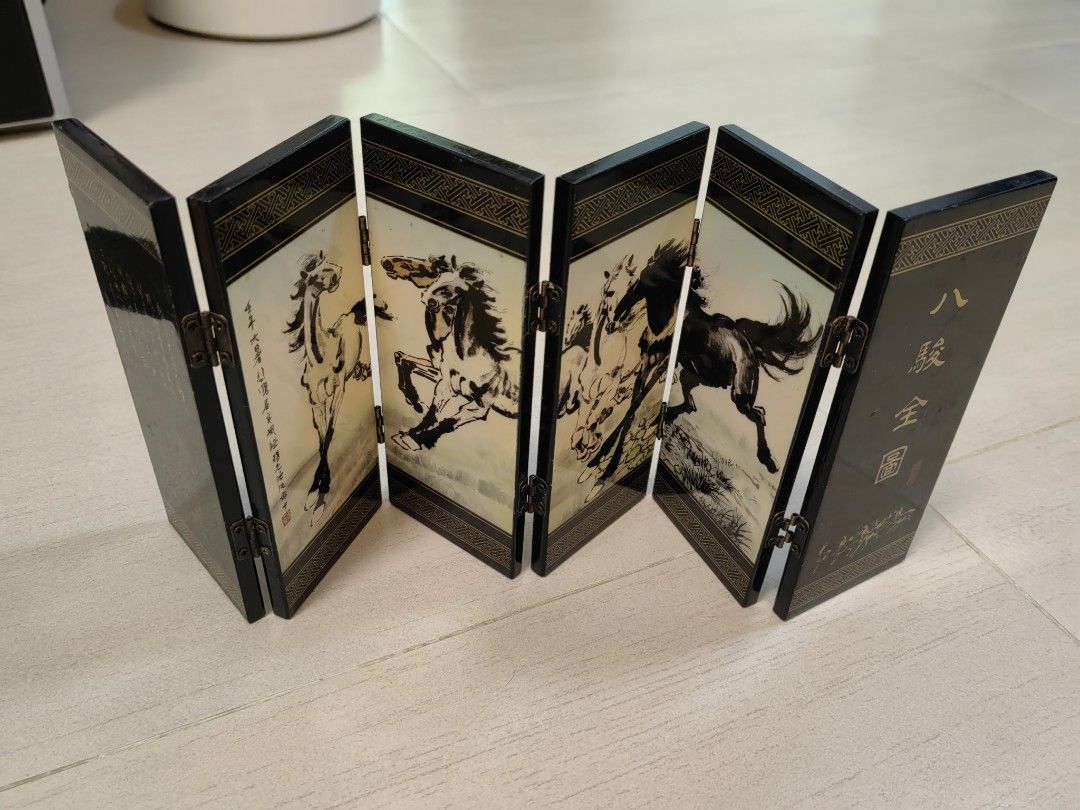 八駿全圖桌上屏風裝飾有盒-禮物-畫作, 傢俬＆家居, 家居裝飾, 家居裝飾 