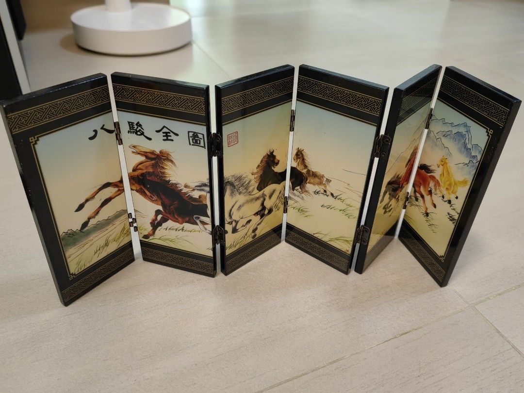 八駿全圖桌上屏風裝飾有盒-禮物-畫作, 傢俬＆家居, 家居裝飾, 家居裝飾 