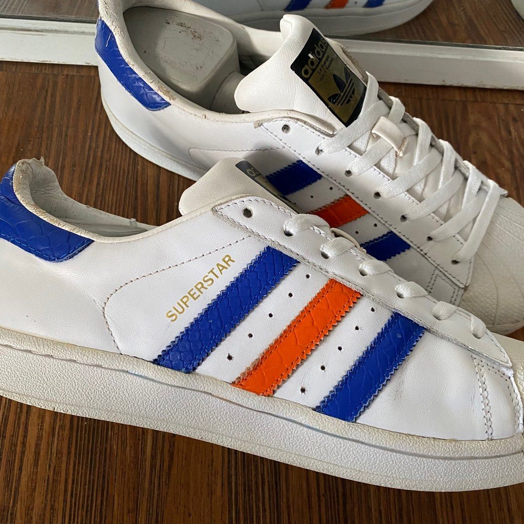 Adidas Superstar White Blue Orange Adidas Superstar White East