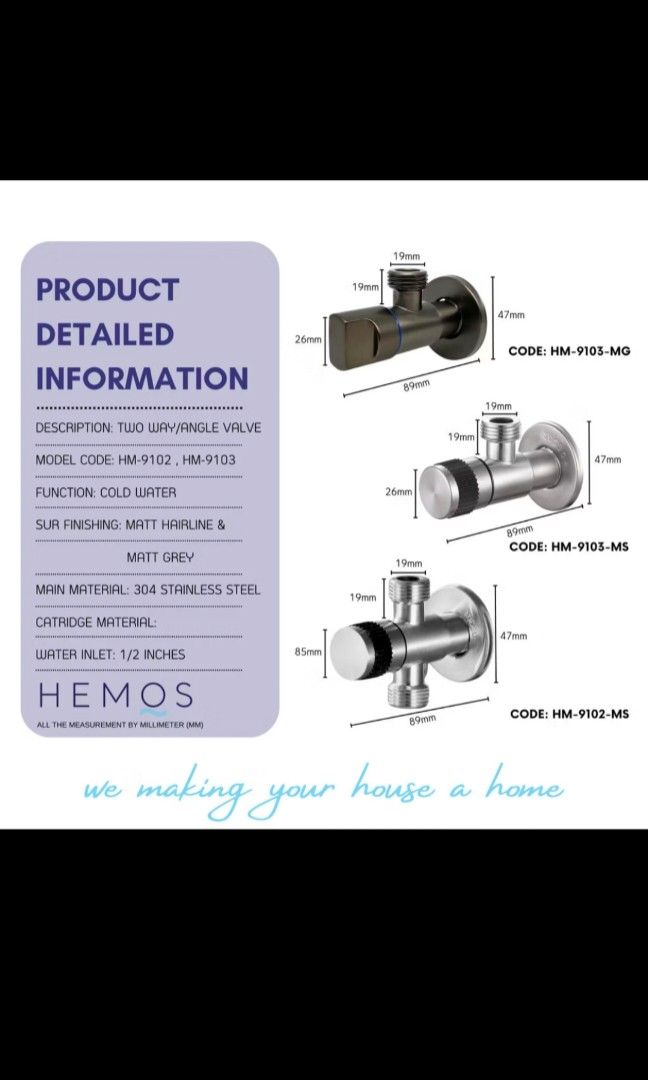 Angle Valve (Category: Bathroom & Kitchen Fixtures) located in Singapore. Submitted by everythingsweet (Listing ID 1330632571, Image 2). Description: Brand New.