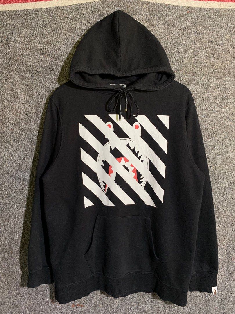 BAPE x OFF WHITE HOODIE Men s Fashion Tops Sets Hoodies on Carousell