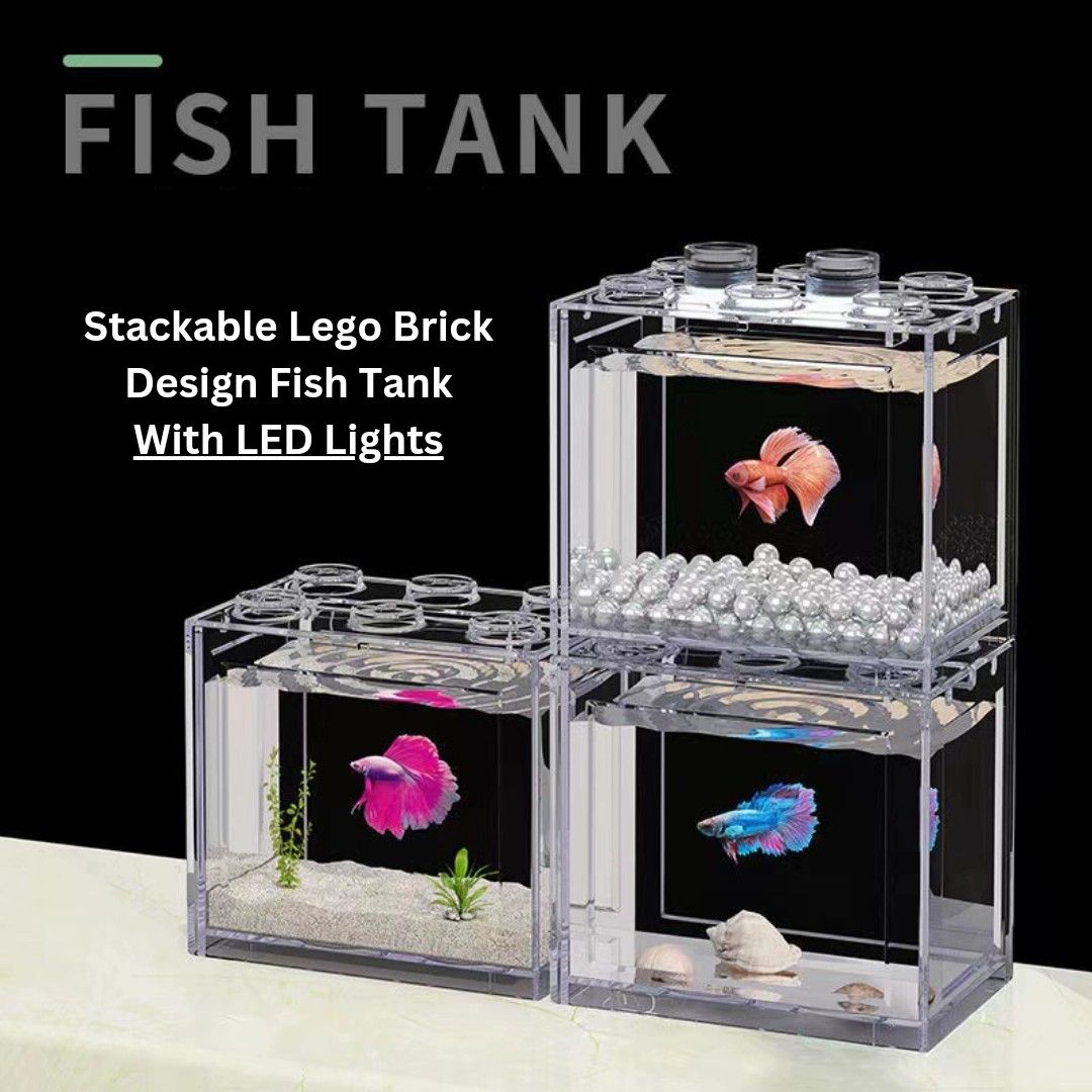 Betta fighting fish Lego Stackable Tanks comes with Battery or USB powered LED lights Pet Supplies Homes Other Pet Accessories on Carousell