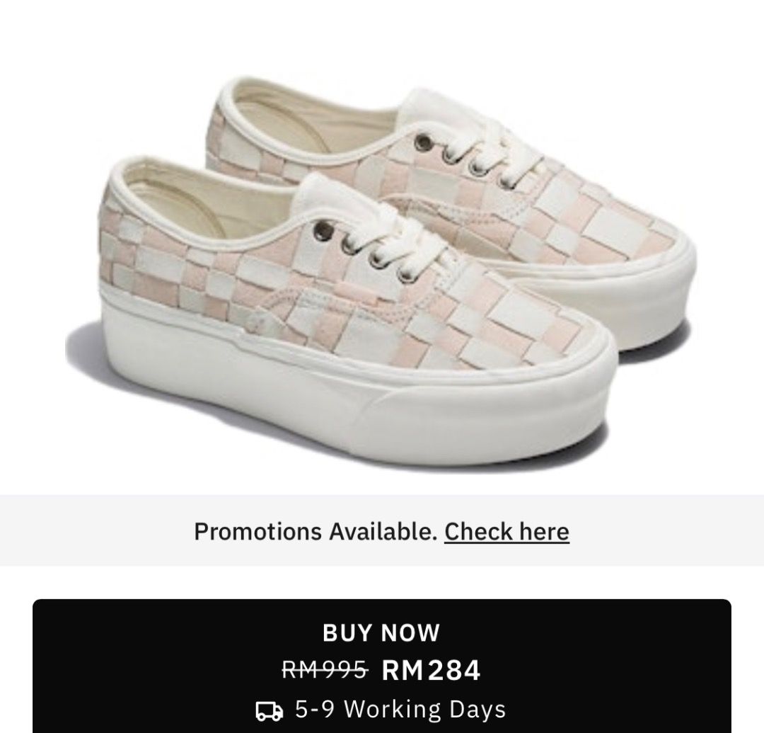 cans woven stackform (Category: Sneakers) located in Kuala Lumpur. Submitted by triplenma (Listing ID 1330632396, Image 1). Description: like new 22cm dm for more pic.