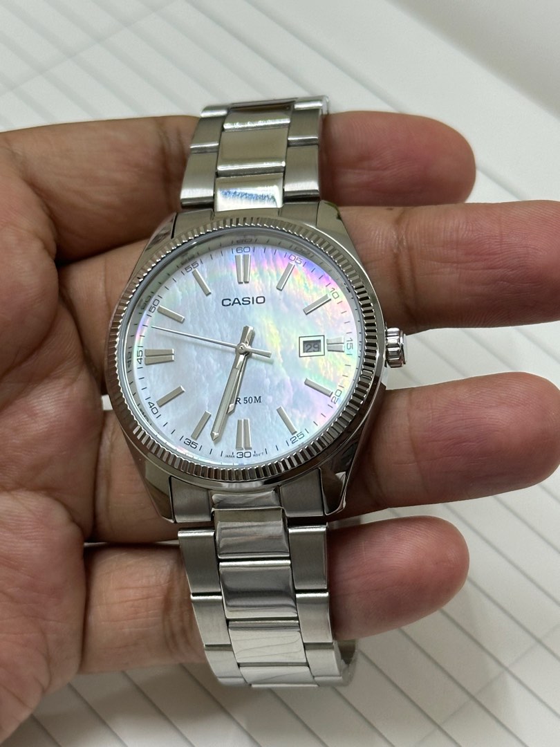 Casio MTP 1302 Mother of Pearl dial quartz watch Men s Fashion Watches Accessories Watches on Carousell