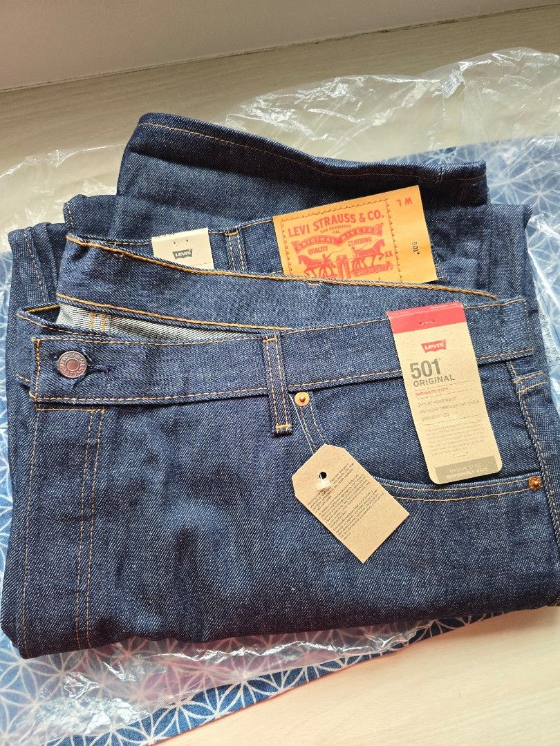 CLEAREANCE LEVIS MEN 501 ORIGINAL DARK BLUE JEANS PLUS SIZE 48 X 32
