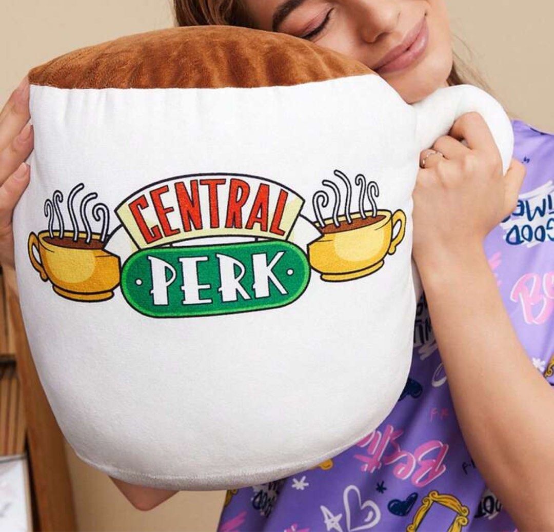 friends merchandise central perk coffee cup shaped throw pillow Hobbies Toys Toys Games on Carousell