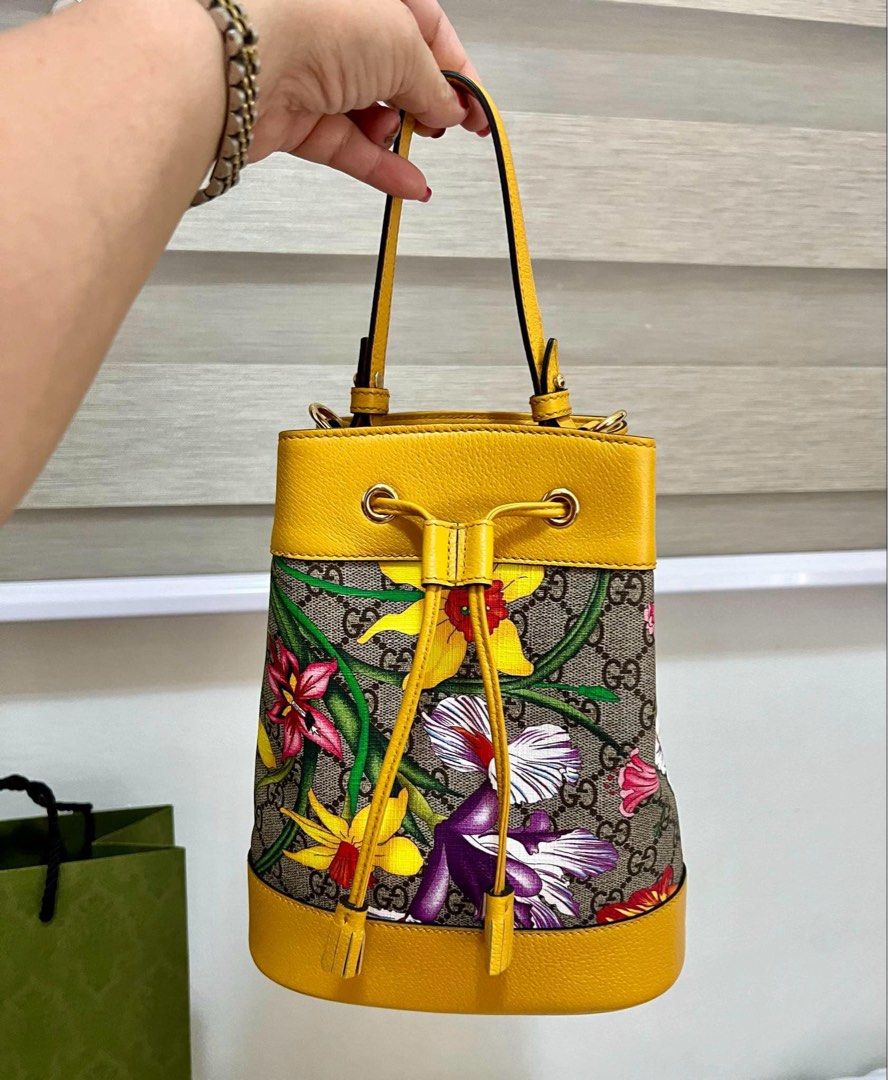 GUCCI Ophidia floral bucket bag (Category: Luxury Bags & Wallets) located in Cavite. Submitted by louiessaliviac (Listing ID 1330603921, Image 1). Description: ✅GUCCI Ophidia floral bucket bag, limited edition, 9.9/10 condition, good as bnew, latest edition hence has the green dustbag already, complete inclusions, — dustbag, tag, cards, detachable leather sling, can also be a top handle bag, super pretty and unique, used once only, retails 156K i