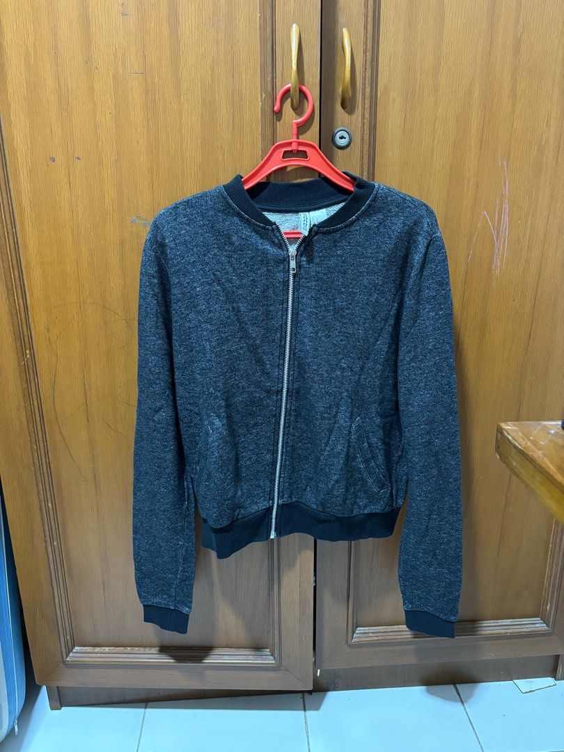 H&M Dark Grey Jacket Jaket Abu Bomber