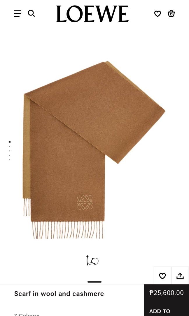 ⚜️Loewe Classic Scarf (Category: Luxury Accessories) located in Makati City. Submitted by 90sangel (Listing ID 1330540243, Image 2). Description: •Item: Loewe Classic Scarf in brown/beige 🤎⚜️✨ Scarf crafted in medium-weigth double face wool and cashmere blend. •Size: 28cm x 180cm Bicolor double-sided / Fringed edges Anagram embroidery placed on the corner ~ for the love of neutrals 🤎.