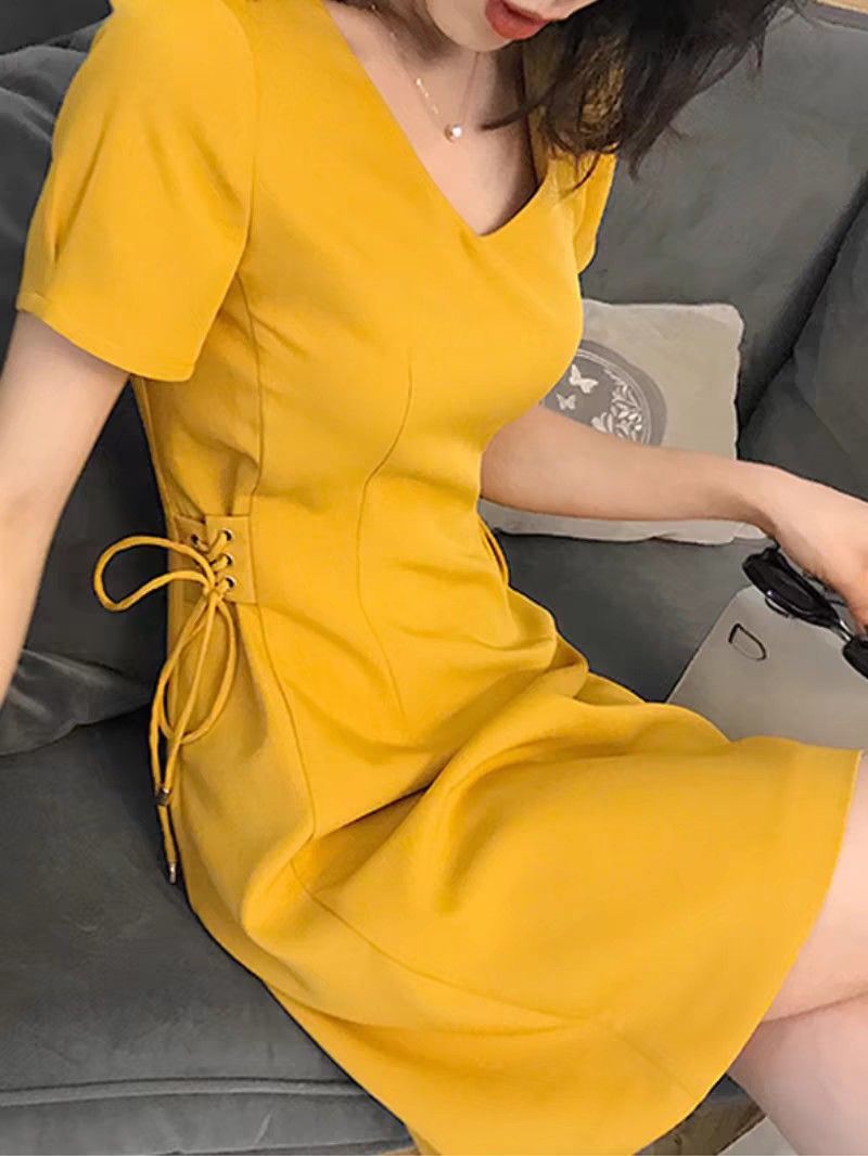 sachin and babi light blue dress Effortlessly Chic Mustard Summer Dress
