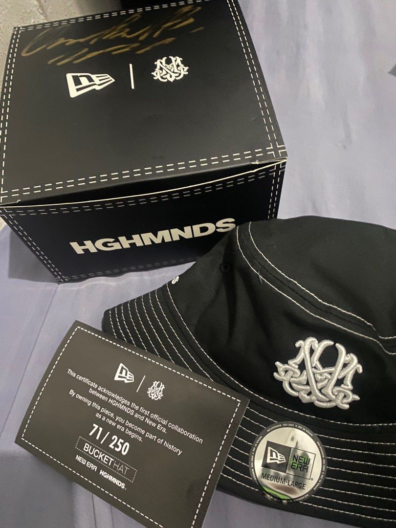 New Era x HighMinds (Category: Caps & Hats) located in Manila. Submitted by evnprz (Listing ID 1330629778, Image 3). Description: For Sale New Era x Highminds 59fifty 7 3/4 with sign - 6500php Bucket hat Medium to large with sign - 6500php Large to extra large with sign - 6500php Brand new with box/cert/stickers Sta. Ana, manila .